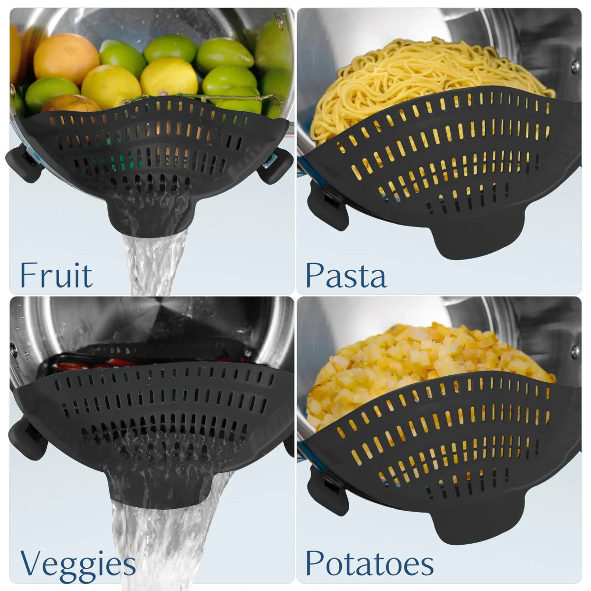 Silicone Clip-On Pot Strainer – Red - InspiredGrabs.com