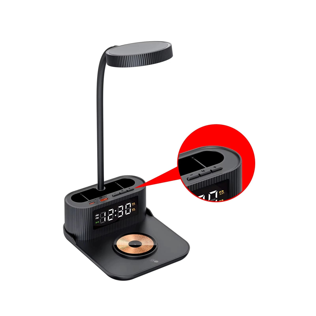 Smart Desk Lamp with Wireless Charger & Clock - InspiredGrabs.com