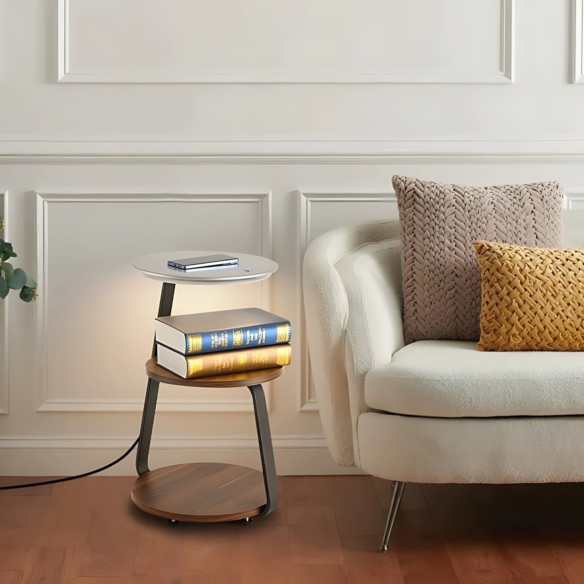 Smart Nightstand with Wireless Charger & Lamp - InspiredGrabs.com