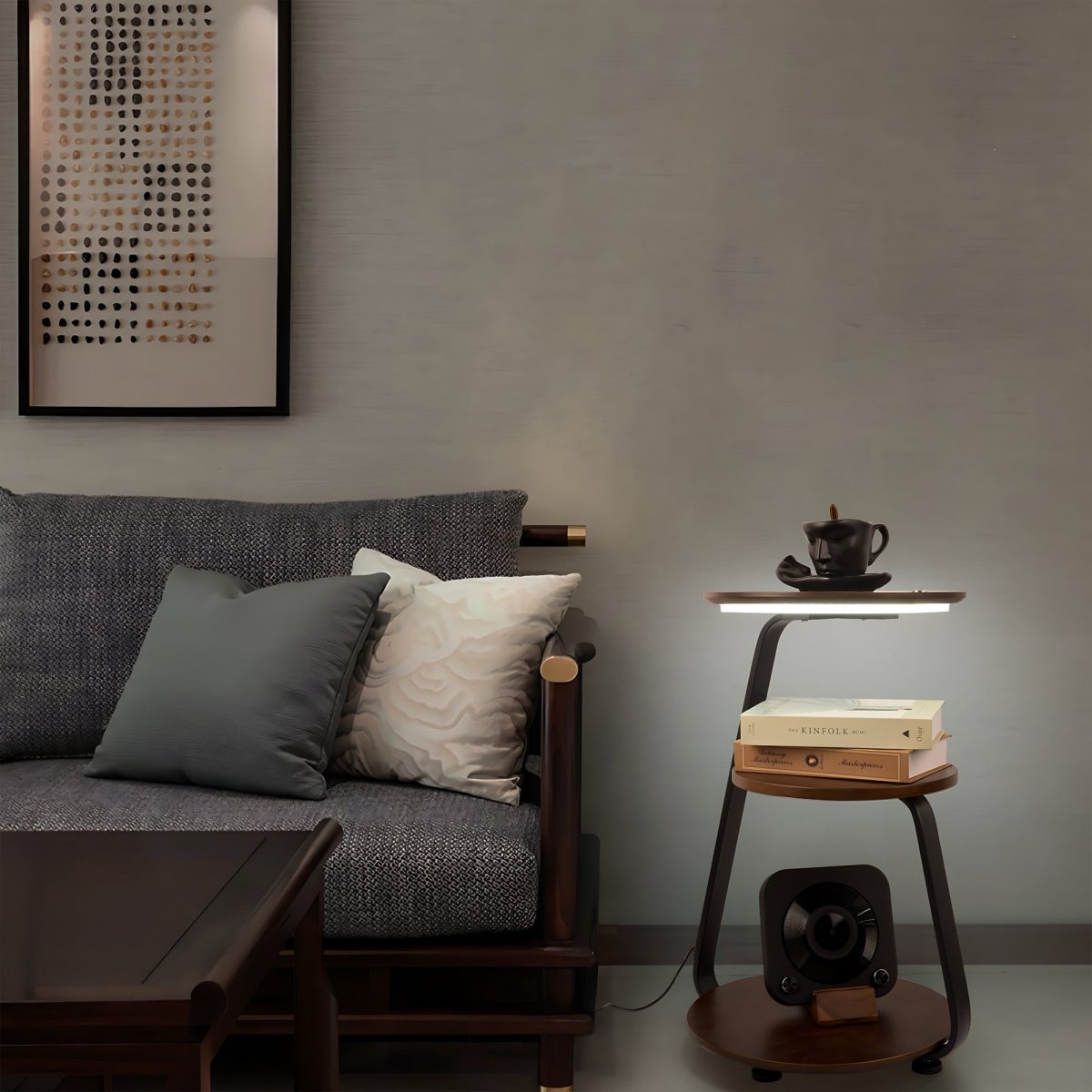 Smart Nightstand with Wireless Charger & Lamp - InspiredGrabs.com