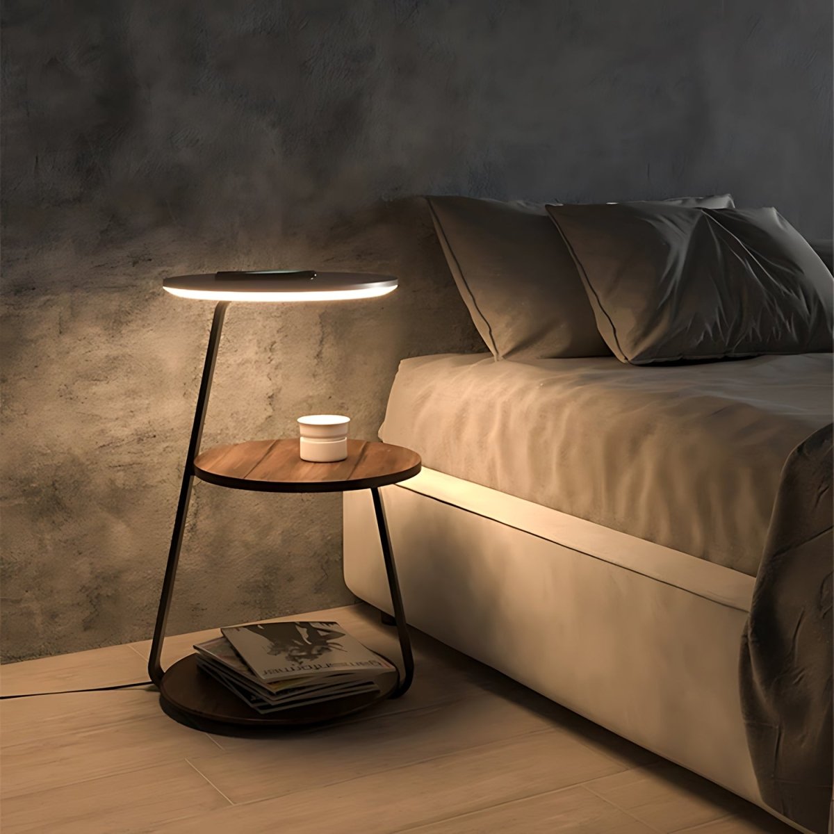 Smart Nightstand with Wireless Charger & Lamp - InspiredGrabs.com