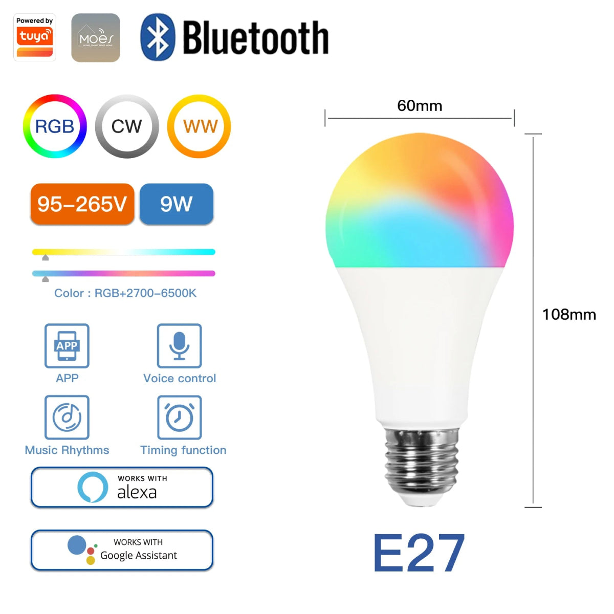 Smart RGB LED Bulb - Voice Control & Dimmable - InspiredGrabs.com