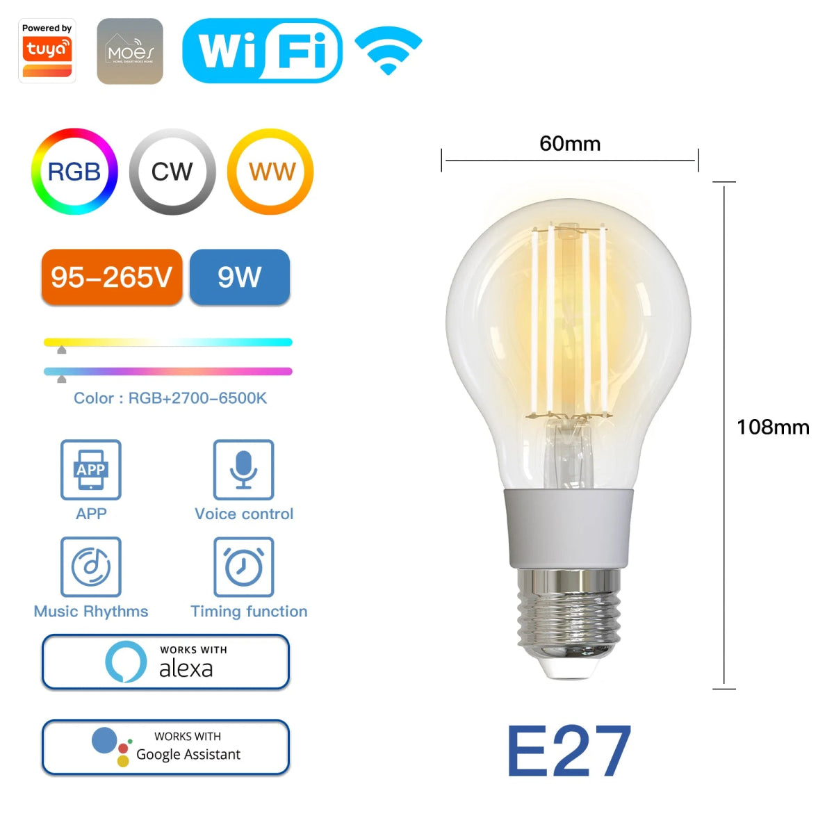 Smart RGB LED Bulb - Voice Control & Dimmable - InspiredGrabs.com