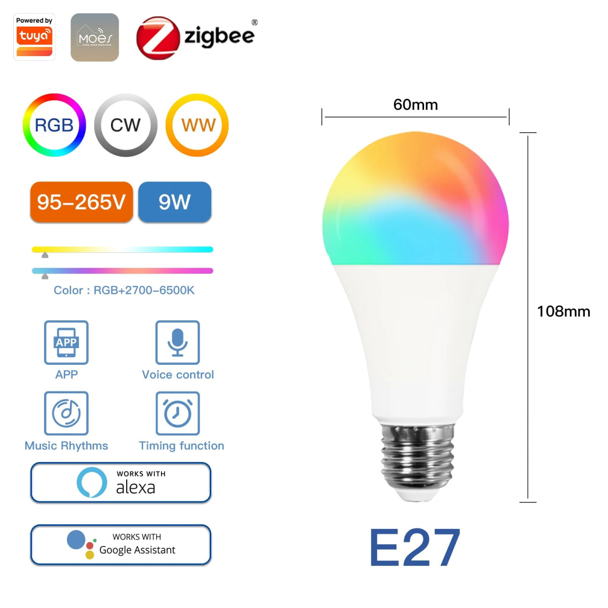 Smart RGB LED Bulb - Voice Control & Dimmable - InspiredGrabs.com