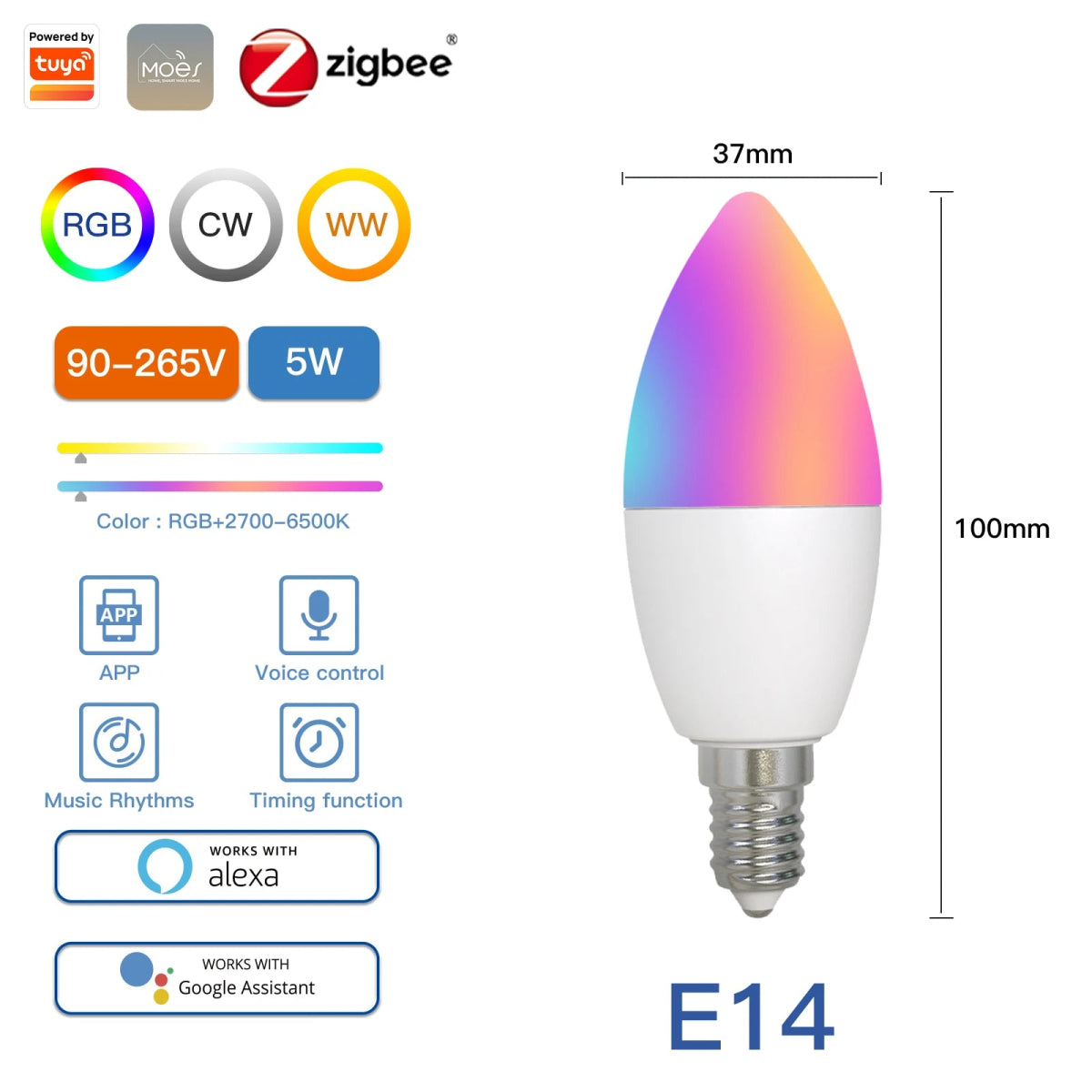Smart RGB LED Bulb - Voice Control & Dimmable - InspiredGrabs.com