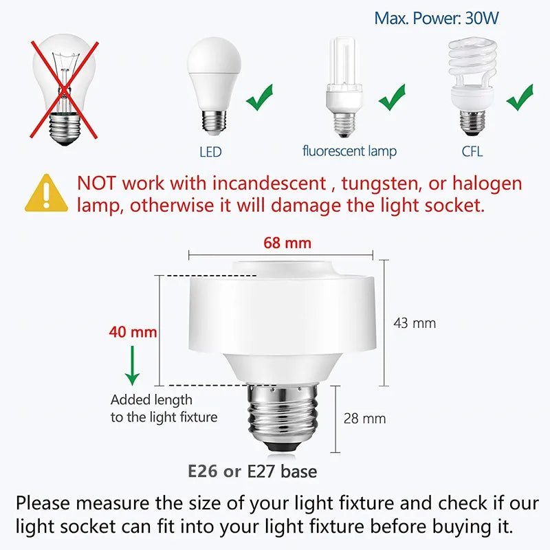 Smart WiFi Lamp Holder E27 - Voice Control Enabled - InspiredGrabs.com