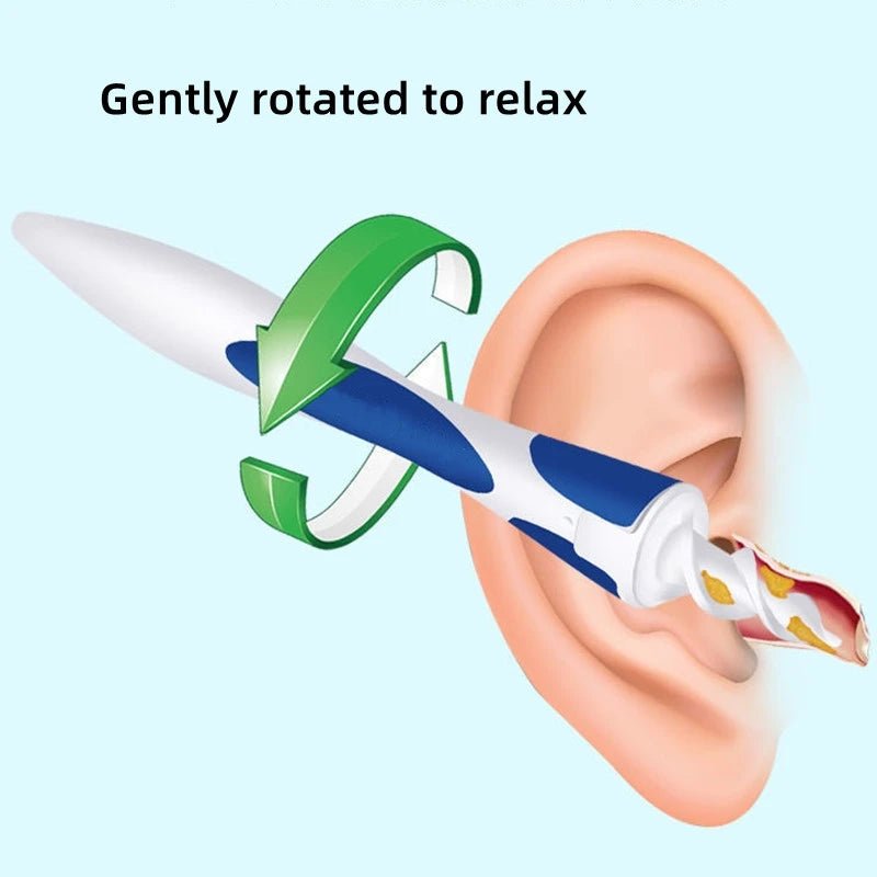 Soft Silicone Ear Wax Removal Tool | Spiral Ear Cleaner with 16 Replacement Heads | Gentle Ear Care Solution - InspiredGrabs.com