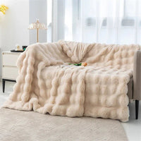 Thumbnail for Soft Toscana Rabbit Fur Blanket – Double - Sided Bubble Fleece - InspiredGrabs.com