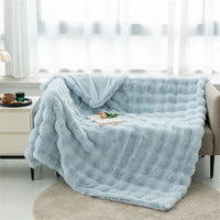 Thumbnail for Soft Toscana Rabbit Fur Blanket – Double - Sided Bubble Fleece - InspiredGrabs.com