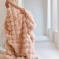 Thumbnail for Soft Toscana Rabbit Fur Blanket – Double - Sided Bubble Fleece - InspiredGrabs.com