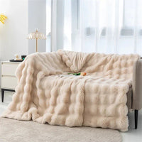 Thumbnail for Soft Toscana Rabbit Fur Blanket – Double - Sided Bubble Fleece - InspiredGrabs.com