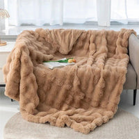Thumbnail for Soft Toscana Rabbit Fur Blanket – Double - Sided Bubble Fleece - InspiredGrabs.com