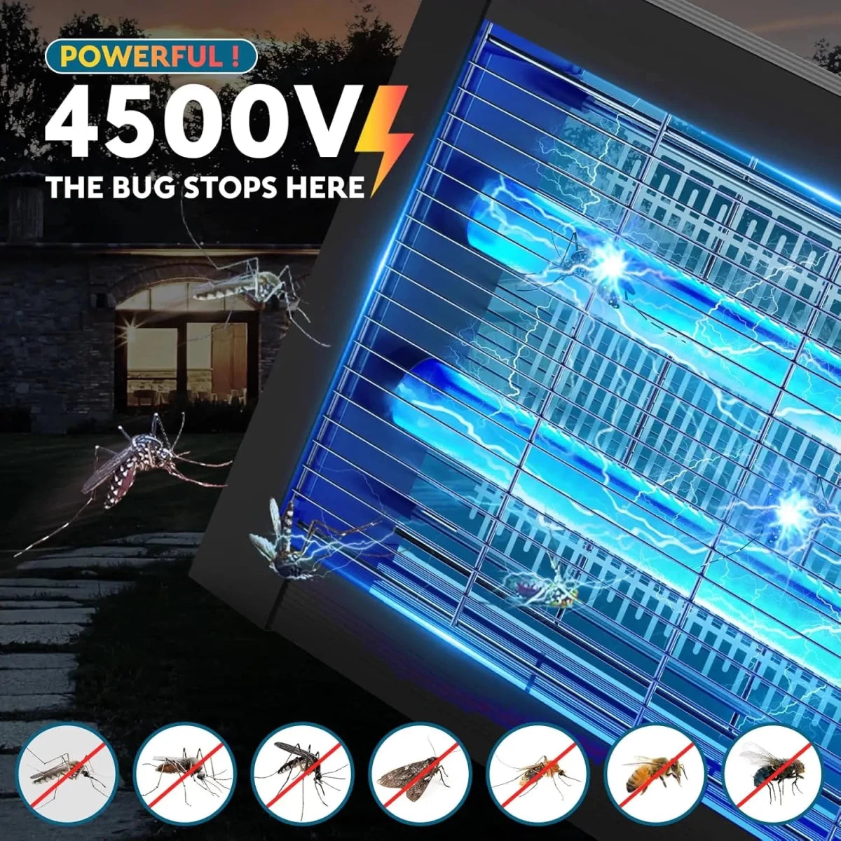 Solar - Powered Outdoor Bug Zapper with 4500V Mosquito Control & Motion Sensor - InspiredGrabs.com