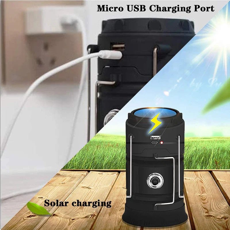 Solar Rechargeable Telescopic LED Lantern for Camping and Hiking - InspiredGrabs.com