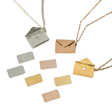 Stainless Steel Envelope Pendant Necklace with Love Letter Detail - InspiredGrabs.com