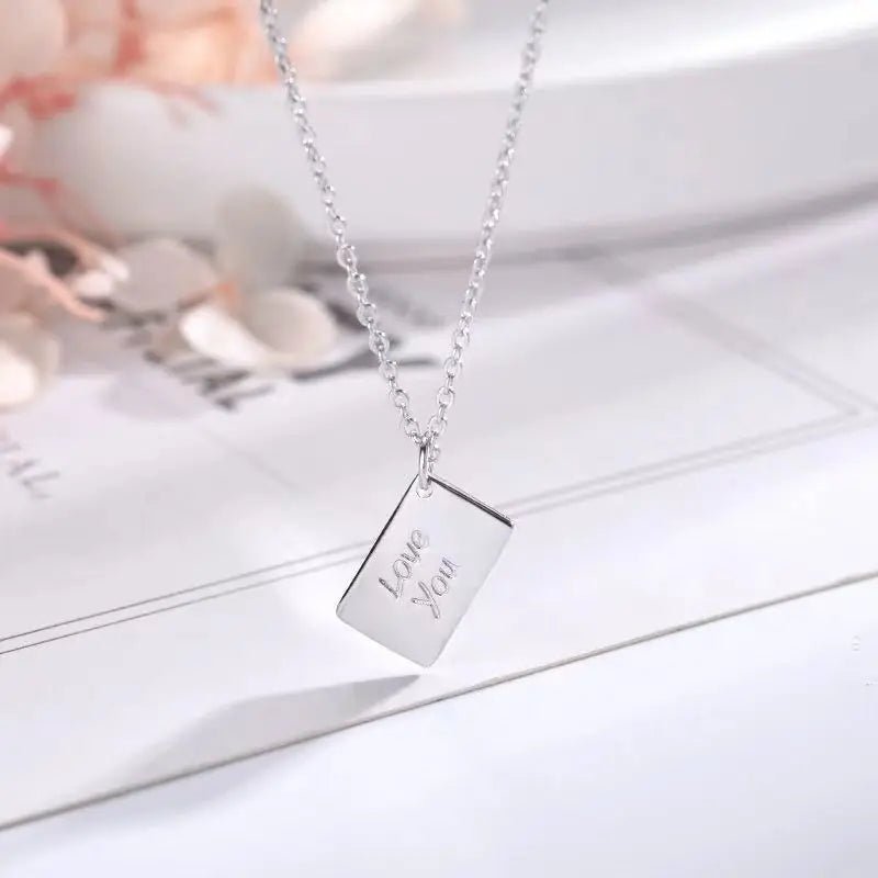Stainless Steel Envelope Pendant Necklace with Love Letter Detail - InspiredGrabs.com