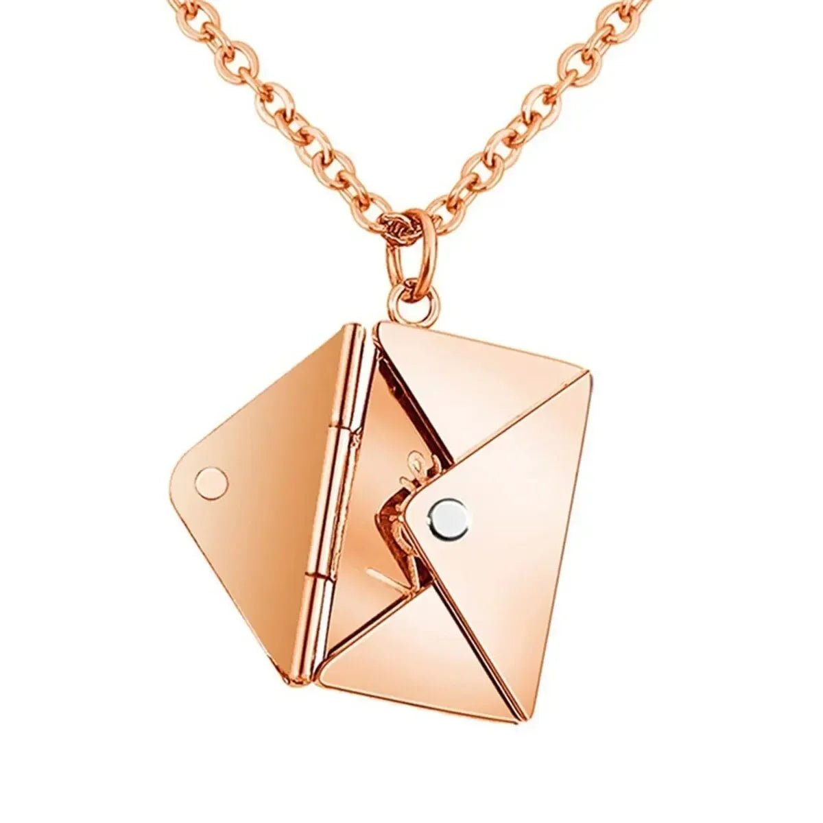 Stainless Steel Envelope Pendant Necklace with Love Letter Detail - InspiredGrabs.com
