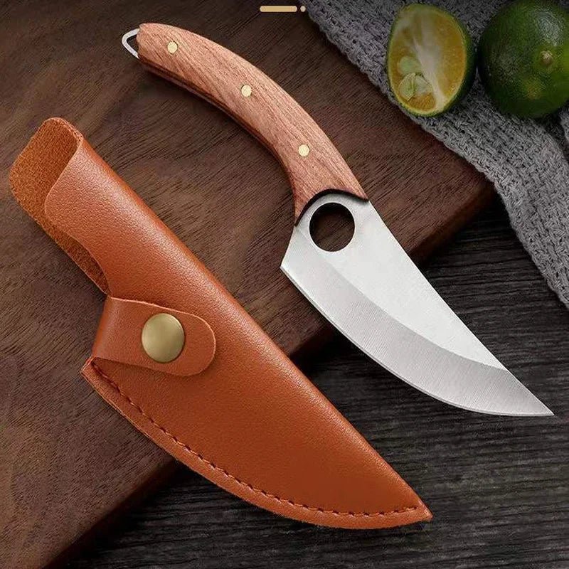 Stainless Steel Meat Cleaver – Multipurpose Kitchen Knife for Meat, Fruit, BBQ, and Boning with Wooden Handle, Essential Kitchen Tool - InspiredGrabs.com