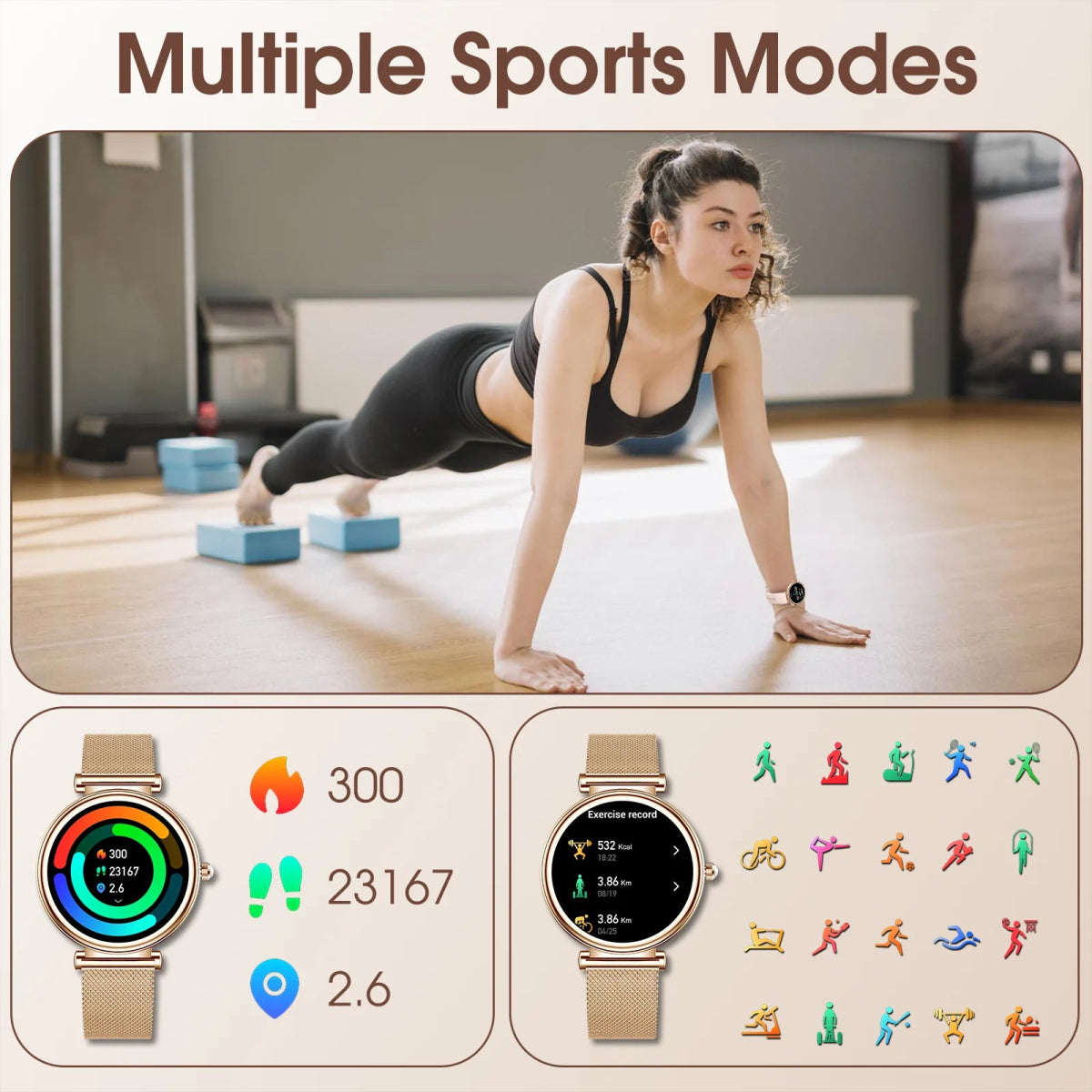 Stylish Women's Smart Watch with Fitness Tracker - InspiredGrabs.com