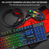 Thumbnail for T - WOLF TF800 Gaming 4 - in - 1 Set – Illuminated Keyboard, Mouse, Headset & Pad - InspiredGrabs.com
