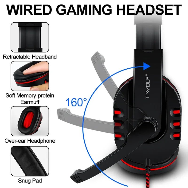 T - WOLF TF800 Gaming 4 - in - 1 Set – Illuminated Keyboard, Mouse, Headset & Pad - InspiredGrabs.com