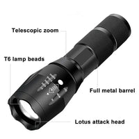 Thumbnail for T6 Strong Light LED Flashlight - Battery Operated - InspiredGrabs.com