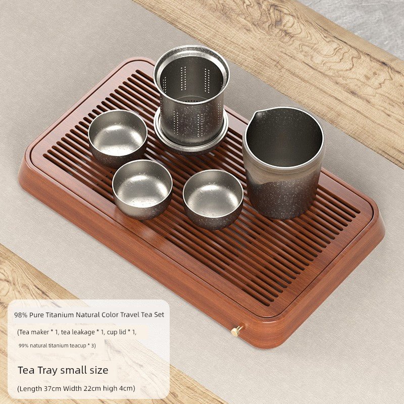 Titanium Travel Tea Set: One Pot & Three Cups - InspiredGrabs.com