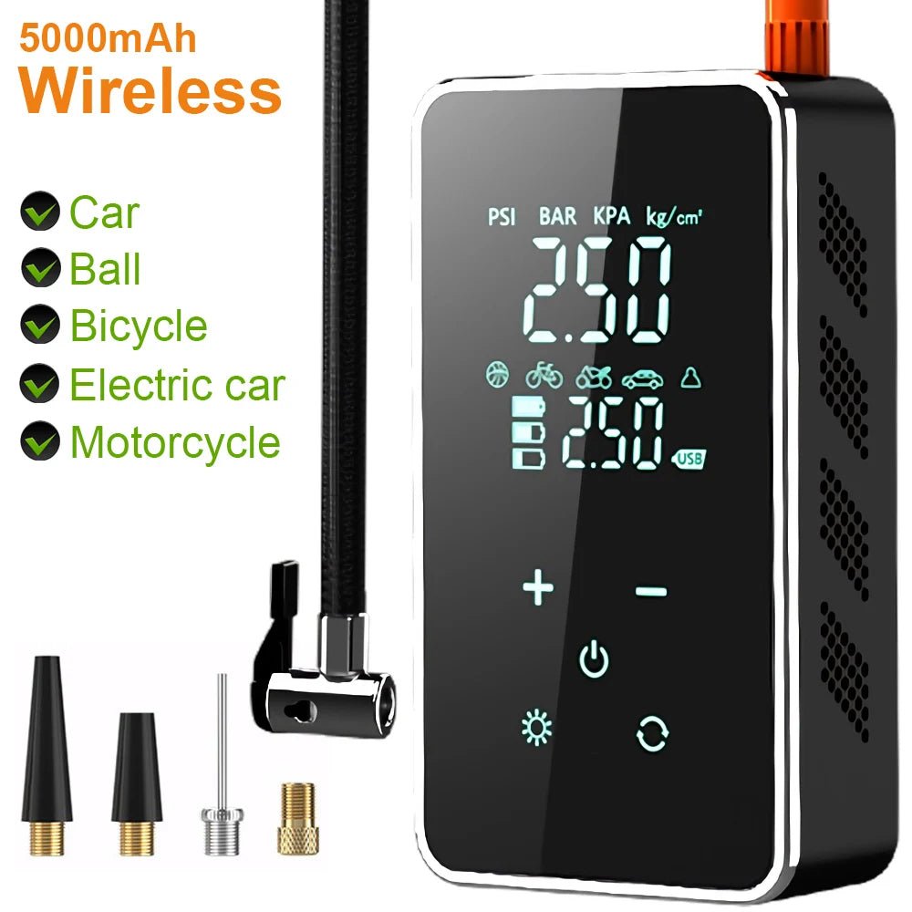 Touchscreen Wireless Air Pump - 150 PSI Portable Inflator - InspiredGrabs.com