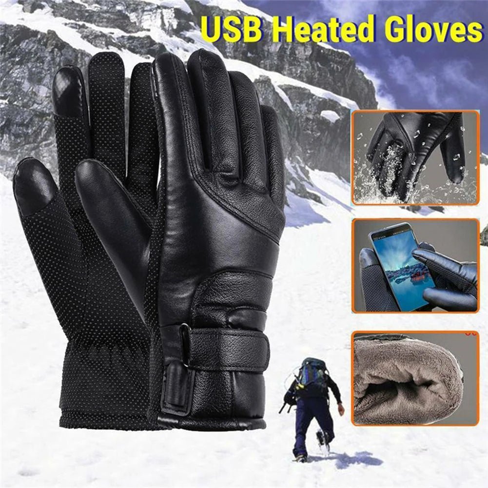 USB Heated Waterproof Winter Gloves – Thermal Leather Hand Warmers - InspiredGrabs.com