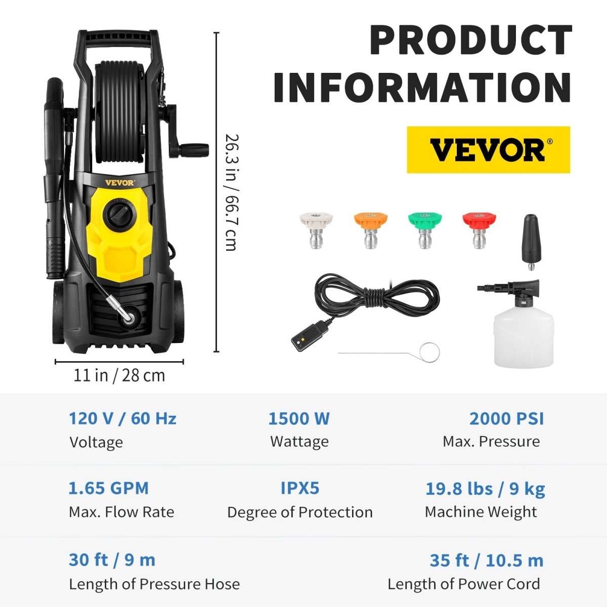 VEVOR 2000 PSI Electric Pressure Washer – High - Power Cleaner - InspiredGrabs.com