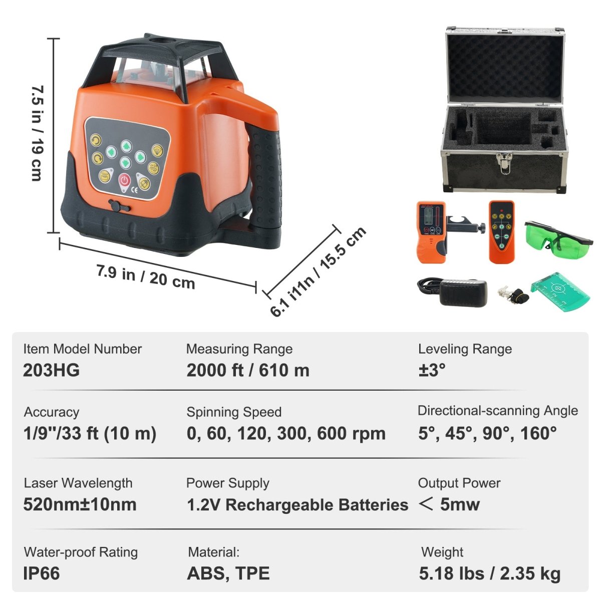 VEVOR 2000ft Rotary Laser Level - Self Leveling - InspiredGrabs.com
