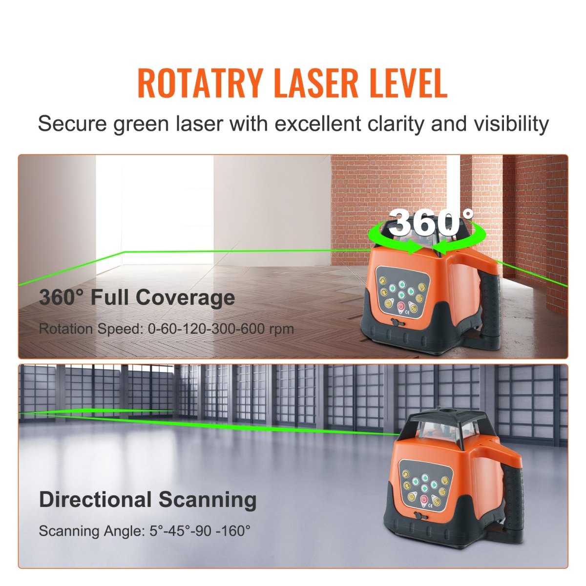 VEVOR 2000ft Rotary Laser Level - Self Leveling - InspiredGrabs.com
