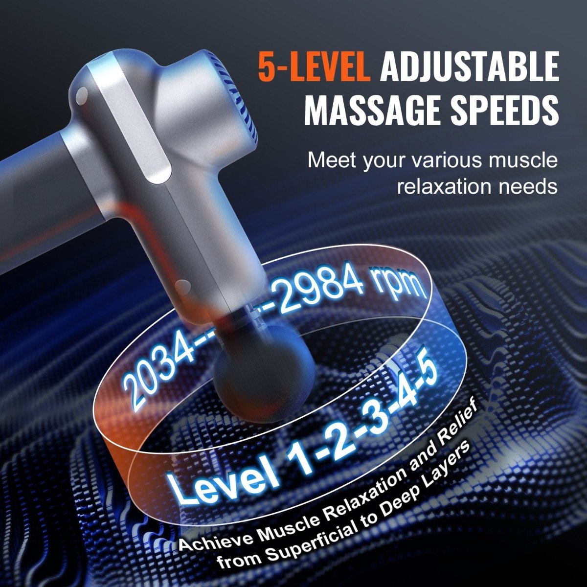 VEVOR Deep Tissue Massage Gun with 6 Heads - InspiredGrabs.com