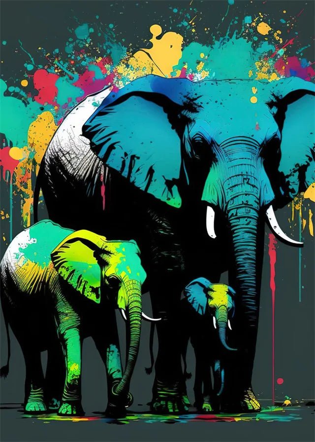 Vibrant Abstract Elephant Canvas Wall Art - InspiredGrabs.com