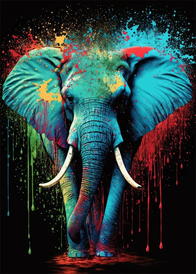 Vibrant Abstract Elephant Canvas Wall Art - InspiredGrabs.com