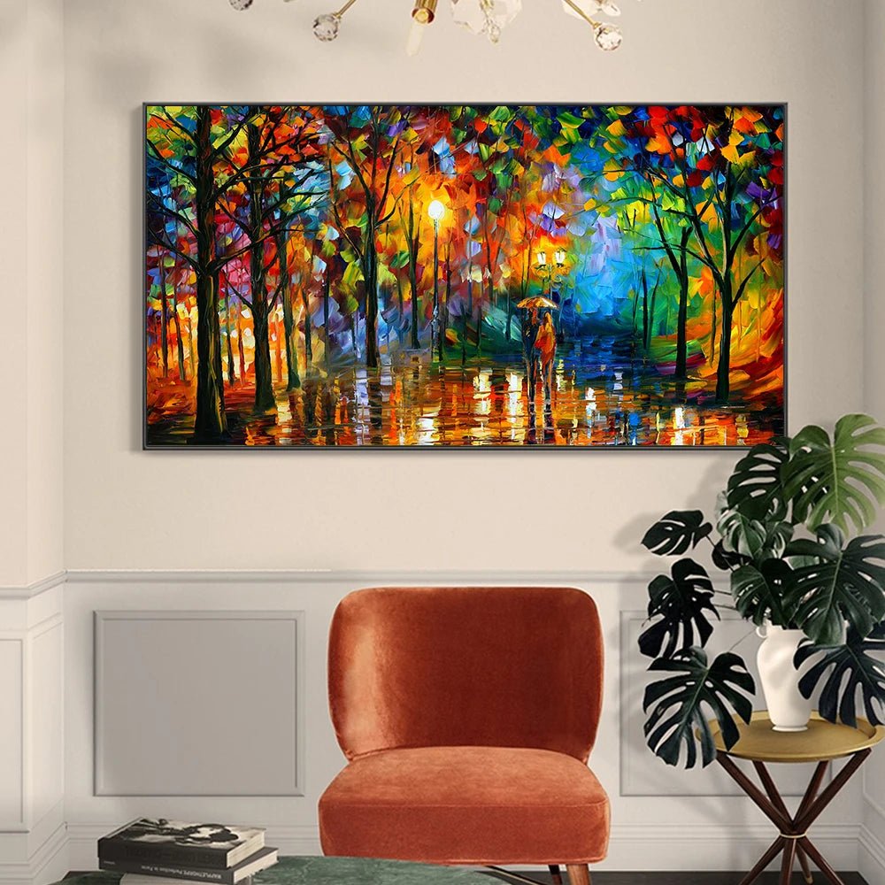 Vibrant Rainy Garden Abstract Canvas Art - InspiredGrabs.com
