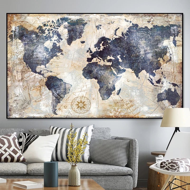 Vintage World Map Canvas Wall Art Print – InspiredGrabs.com