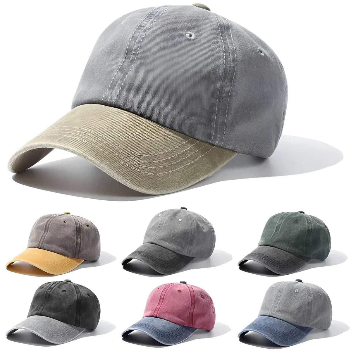 Washed Denim Baseball Cap – Distressed Adjustable Unisex Hat - InspiredGrabs.com