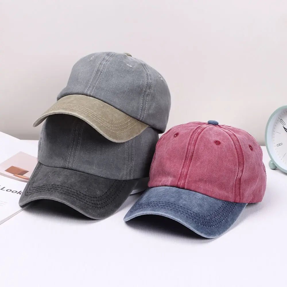 Washed Denim Baseball Cap – Distressed Adjustable Unisex Hat - InspiredGrabs.com