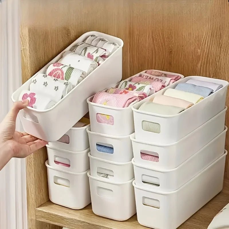 White Plastic Storage Bins, Set of 4 - InspiredGrabs.com