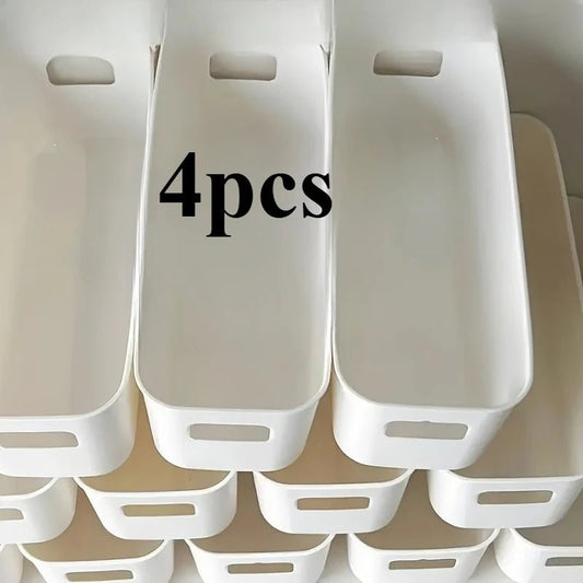 White Plastic Storage Bins, Set of 4 - InspiredGrabs.com