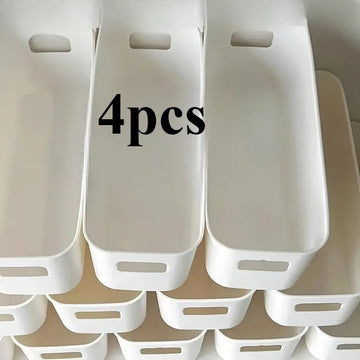 White Plastic Storage Bins, Set of 4 - InspiredGrabs.com