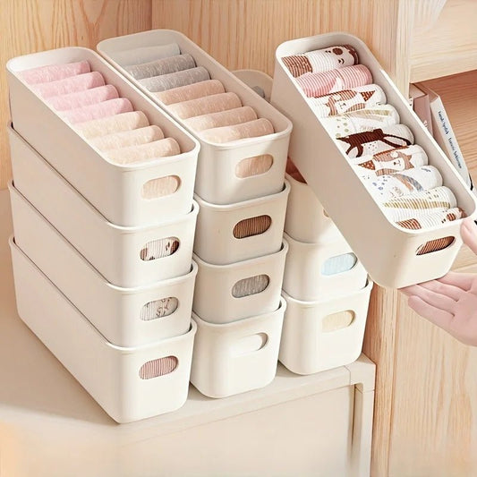 White Plastic Storage Bins, Set of 4 - InspiredGrabs.com