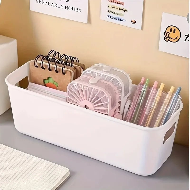 White Plastic Storage Bins, Set of 4 - InspiredGrabs.com