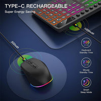 Thumbnail for Wireless Backlit Keyboard & Mouse Combo – Full Size with Device Holder - InspiredGrabs.com