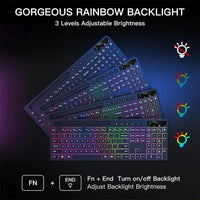 Thumbnail for Wireless Backlit Keyboard & Mouse Combo – Full Size with Device Holder - InspiredGrabs.com