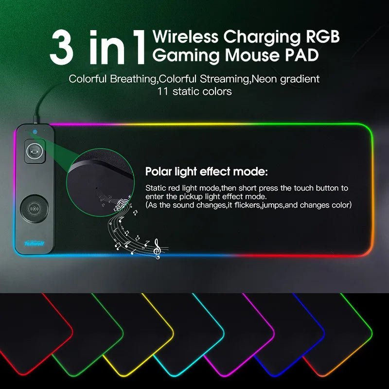 Wireless Charging RGB Luminous Mouse Pad – Phone Charger & Gaming Mat - InspiredGrabs.com