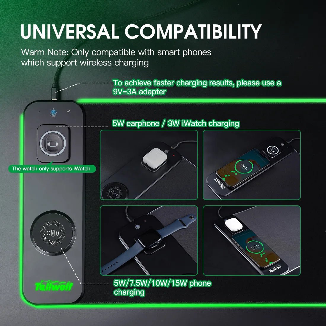 Wireless Charging RGB Luminous Mouse Pad – Phone Charger & Gaming Mat - InspiredGrabs.com