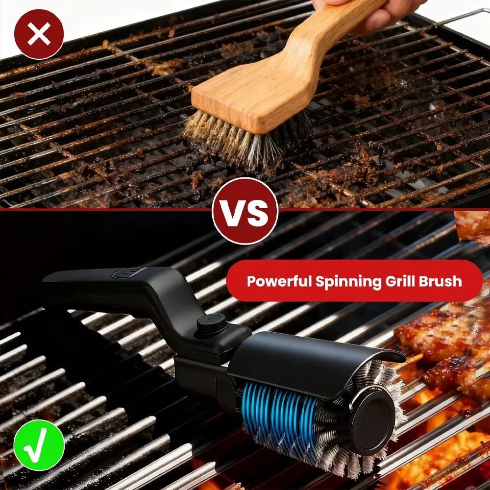 Wireless Electric Rotary BBQ Grill Brush – Stainless Steel Barbecue Cleaning Brush - InspiredGrabs.com
