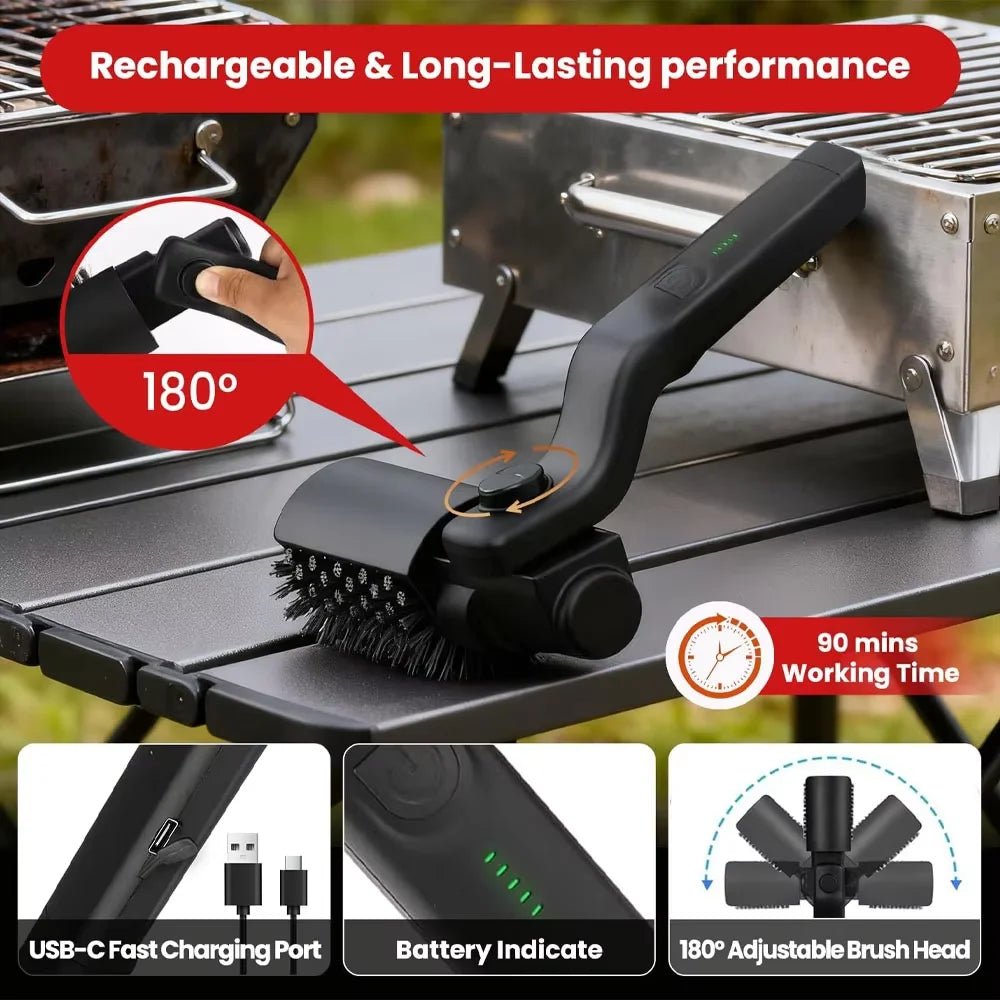 Wireless Electric Rotary BBQ Grill Brush – Stainless Steel Barbecue Cleaning Brush - InspiredGrabs.com